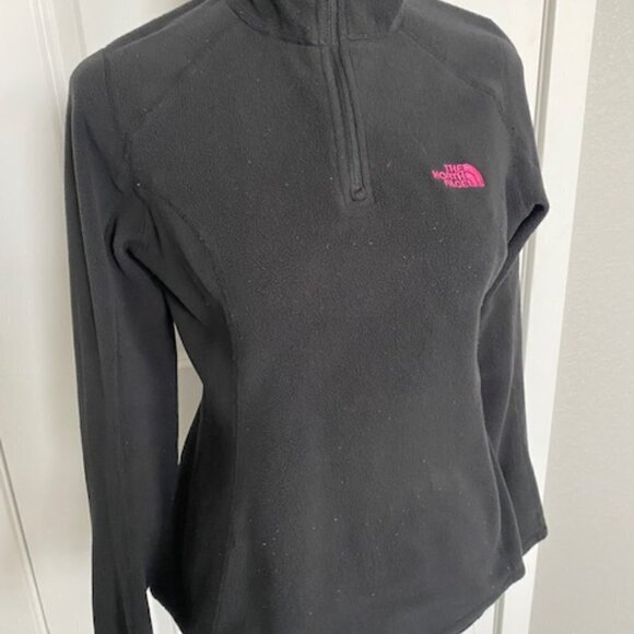 NORTH FACE 1/4 Zip Black Polartec Fleece Pullover Breast Cancer Small - Picture 6 of 16